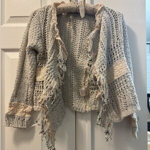 Anthropologie Textured Gray and Cream Cardigan